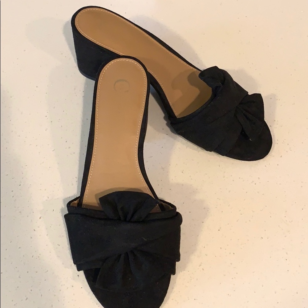 Black 2 inch slip on business casual heels